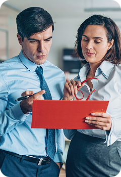 Business people looking at tablet